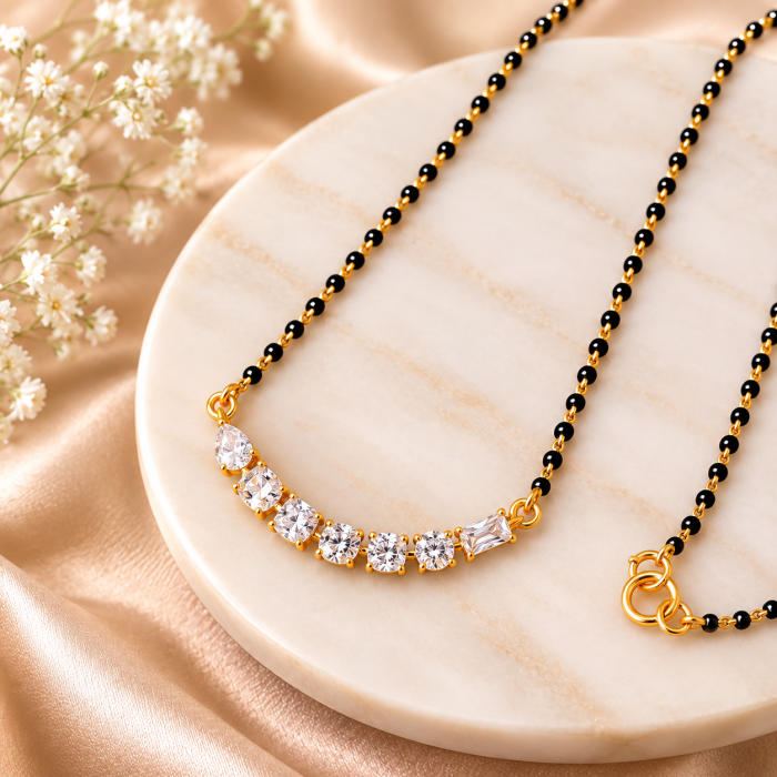 Graduated Crystal Black Bead Chain