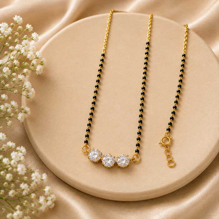 Three-Stone Black Bead Chain