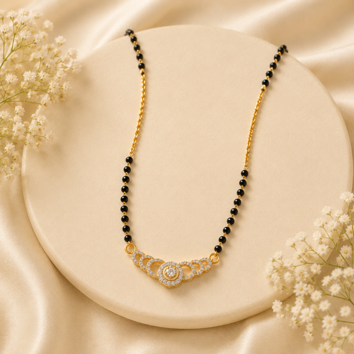 Crescent Fan Pendant Black Bead Chain