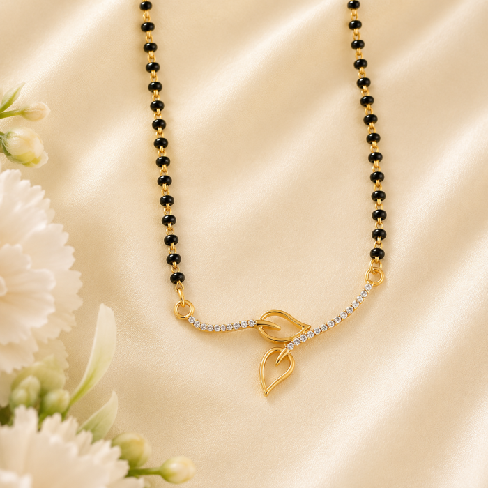 Leaf Motif Black Bead Chain