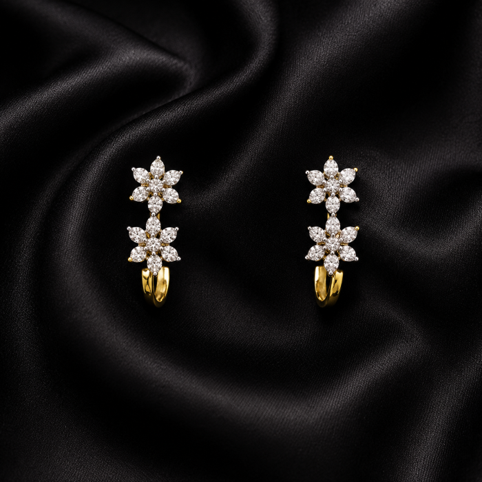 Double Floral Drop Earrings